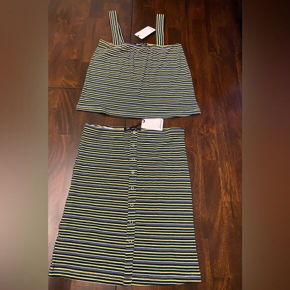 NWT Striped Olivaceous Knit Skirt Set - Picture 1 of 13